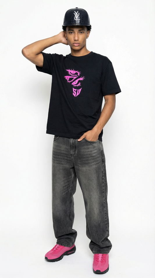 THREE EYE TEE - Black x Pink (PRE-ORDER)